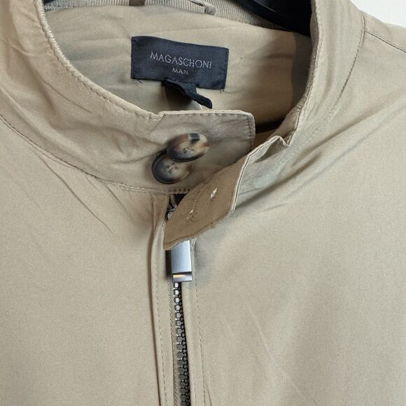MAGASCHONI MAN NWT Men’s L Full Zip Bomber Lightweight Jacket Packable Tan Khaki - Picture 9 of 11